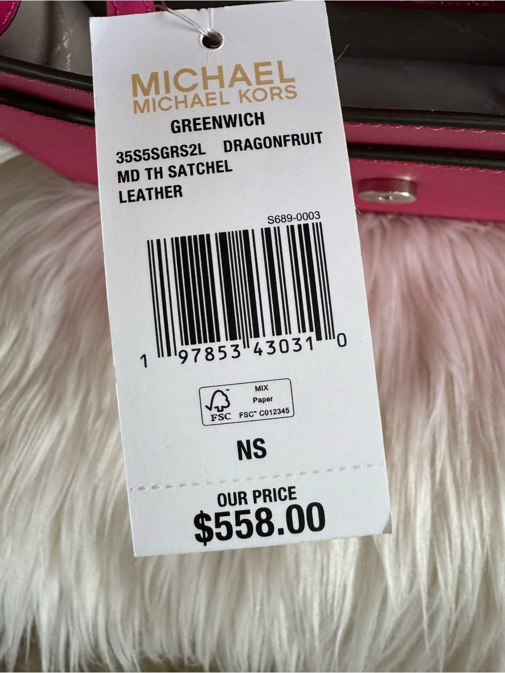 Michael Kors Hot Pink Saffiano Leather Top-Handle Satchel with Matching Wallet